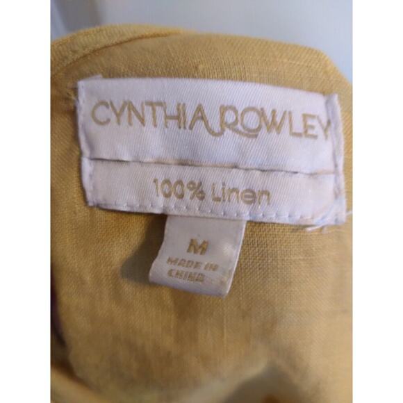 Cynthia Rowley Top Mustard Yellow Linen Cropped Sz M - Picture 8 of 9